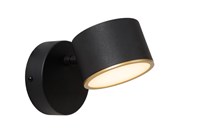 Lucide GIAN - Applique murale - LED Dim. - 1x9W 2700K - Noir allumé