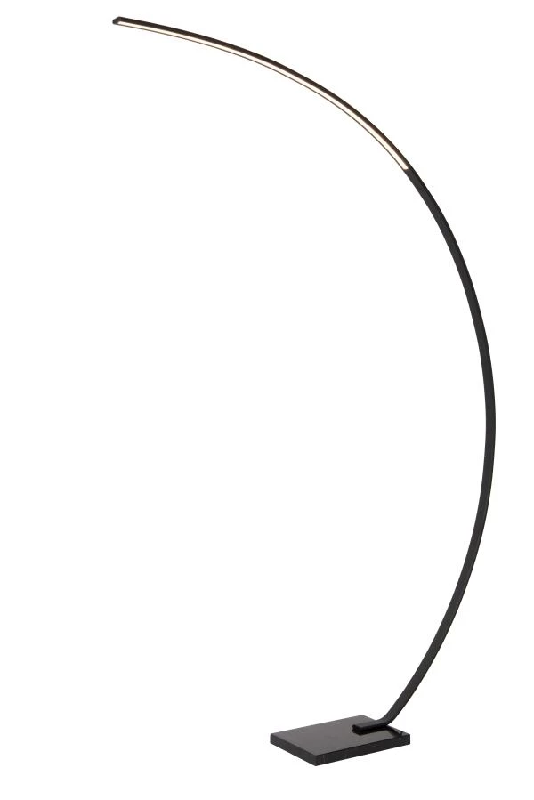Lucide CURVE - Lampadaire arceau - LED Dim. - 1x15W 2700K - Noir - allumé