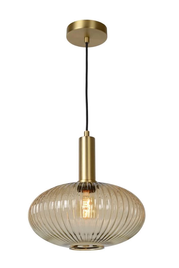 Lucide MALOTO - Lámpara colgante - Ø 30 cm - 1xE27 - Ámbar - encendido 2