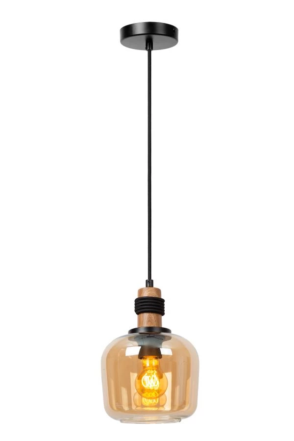 Lucide ILONA - Pendant light - Ø 18 cm - 1xE27 - Amber - turned on 2