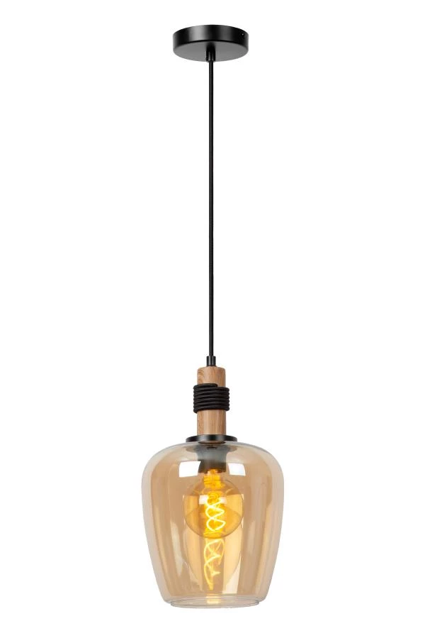 Lucide ILONA - Pendant light - Ø 22 cm - 1xE27 - Amber - turned on 2