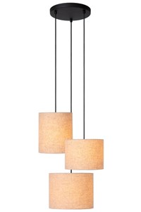 Lucide MAYA - Pendant light - Ø 46 cm - 3xE27 - Cream turned on 8