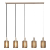 Lucide LAMBRES - Suspension - 5xE27 - Taupe allumé 1