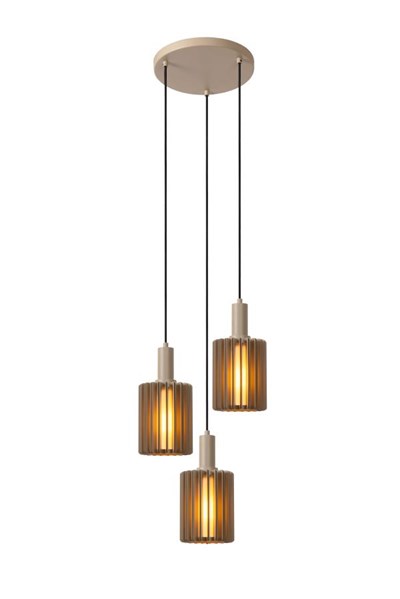 Lucide LAMBRES - Pendelleuchten - 3xE27 - Taupe
