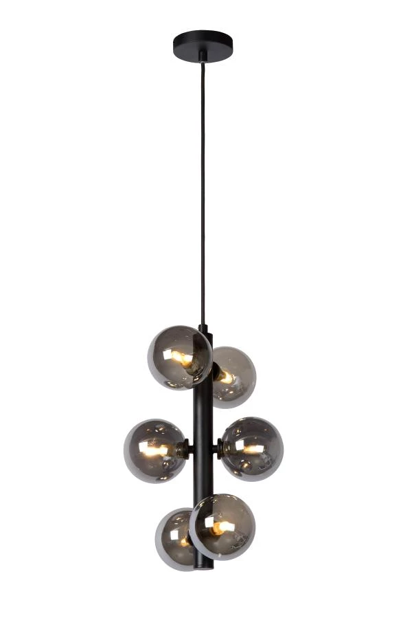 Lucide TYCHO - Lámpara colgante - Ø 25,5 cm - 6xG9 - Negro - encendido
