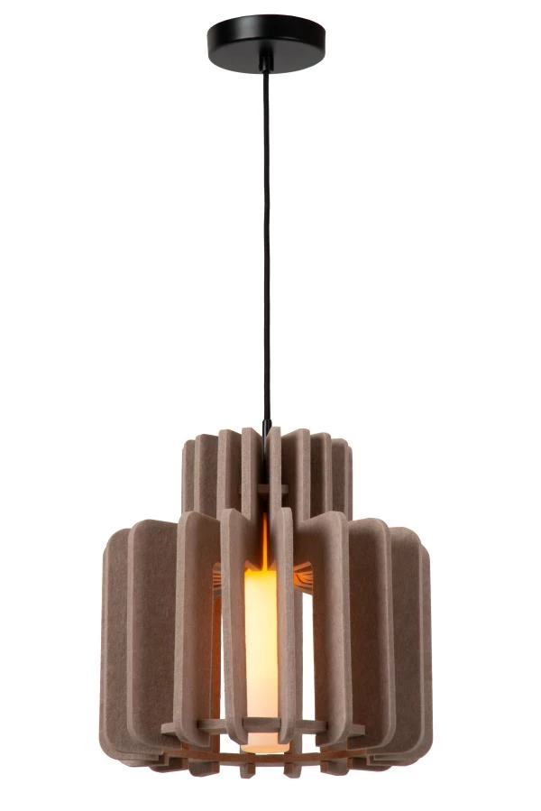 Lucide ROLLO - Pendelleuchten - 1xE27 - Taupe - eingeschaltet 1