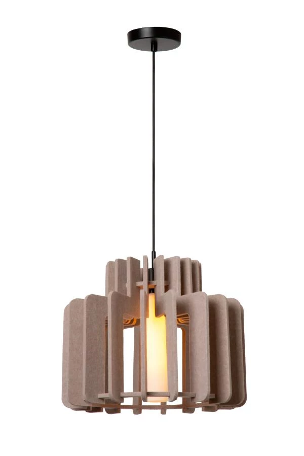 Lucide ROLLO - Pendelleuchten - 1xE27 - Taupe - eingeschaltet 1