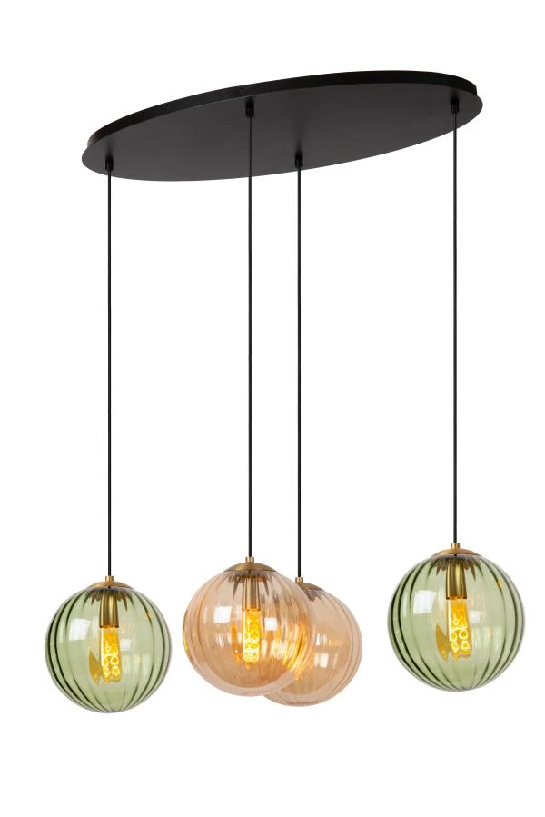 Lucide MONSARAZ - Hanglamp - 4xE27 - Groen - aangezet 3