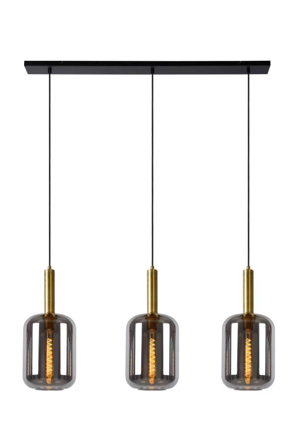 Lucide JOANET - Pendant light - 3xE27 - Smoke Grey - turned on 5