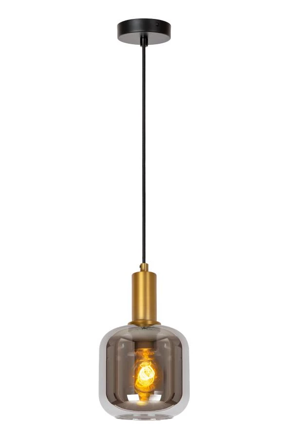 Lucide JOANET - Pendant light - Ø 16 cm - 1xE27 - Smoke Grey - turned on 5