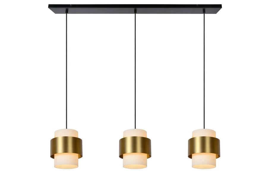 Lucide FIRMIN - Hanglamp - 3xE27 - Mat Goud / Messing - aangezet 2