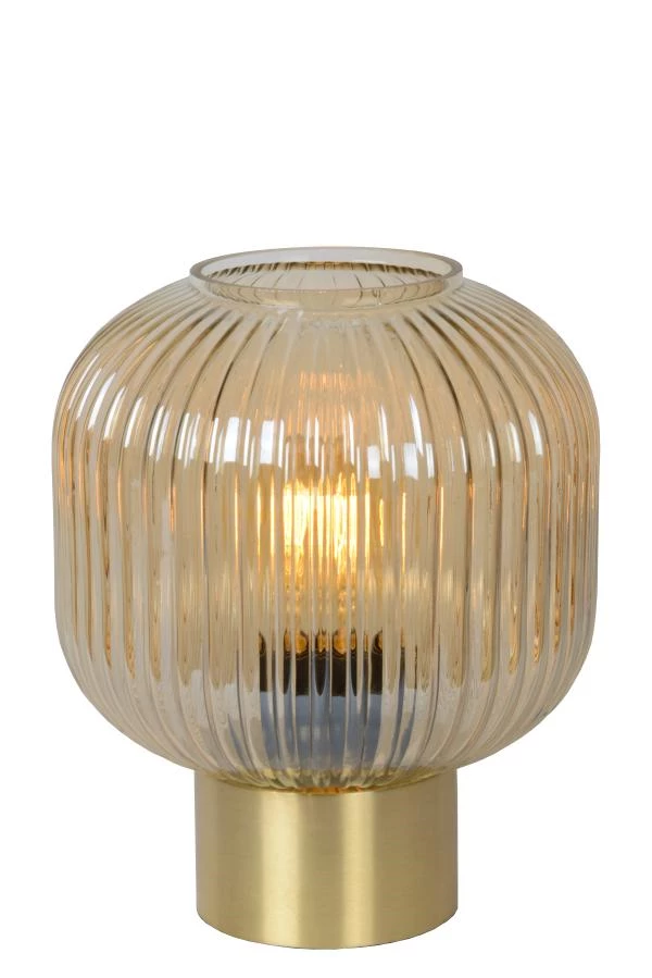 Lucide MALOTO - Lampe de table - Ø 20 cm - 1xE27 - Ambre - allumé 2