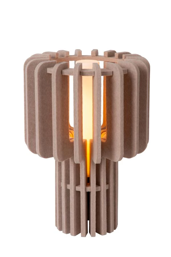 Lucide ROLLO - Tischlampe - 1xE27 - Taupe - eingeschaltet 1