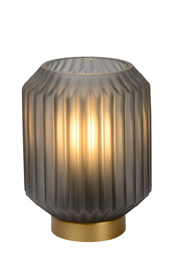 Lucide SUENO - Lampe de table - Ø 13 cm - 1xE14 - Gris - allumé 1