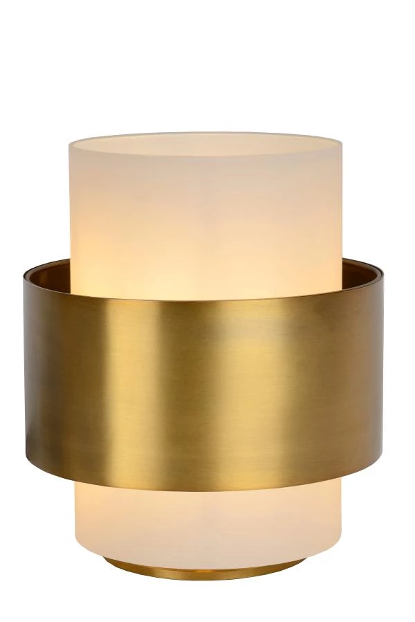 Lucide FIRMIN - Tafellamp - Ø 20 cm - 1xE27 - Mat Goud / Messing - aangezet 2