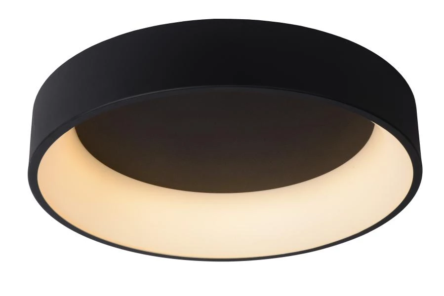 Lucide TALOWE LED - Flush ceiling light - Ø 60 cm - LED Dim. - 1x42W 3000K - Black - turned on
