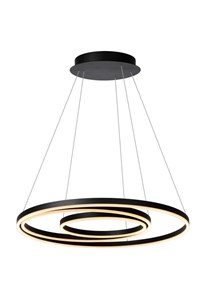 Lucide TRINITI - Pendant light - Ø 80 cm - LED Dim. - 3000K - Black turned on