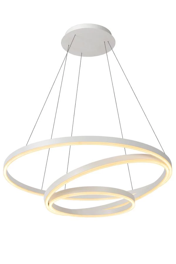 Lucide TRINITI - Pendant light - Ø 80 cm - LED Dim. - 3000K - White - turned on 1