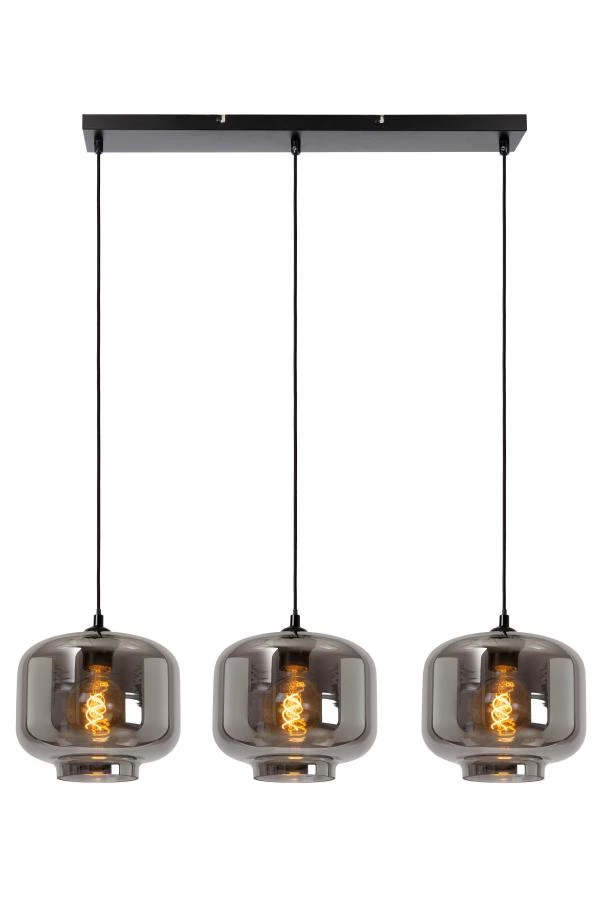 Lucide MEDINE - Suspension - 3xE27 - Fumé - allumé 5