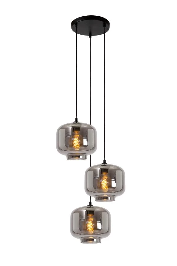 Lucide MEDINE - Suspension - Ø 46 cm - 3xE27 - Fumé - allumé 5