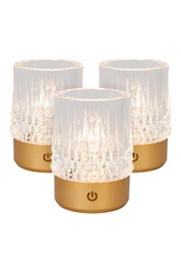 Lucide LILY - Rechargeable Table lamp - Battery pack - Ø 8 cm - LED Dim to warm - 1x3W 2700K/3000K - Matt Gold / Brass - Set of 3 turned on 2