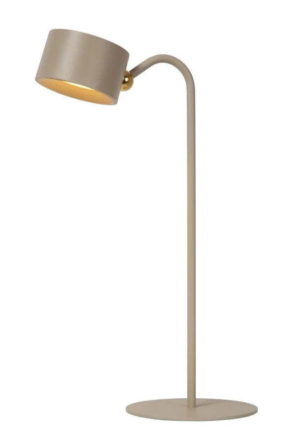 Lucide JOLAN - wiederaufladbare Schreibtischlampe/Klemmleuchte/Wandleuchte - Akku/Batterie - LED Dim to warm - 1x3,5W 2700K/5700K - Taupe - eingeschaltet 1
