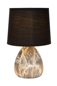 Lucide MARMO - Lampe de table - Ø 16 cm - 1xE14 - Noir allumé