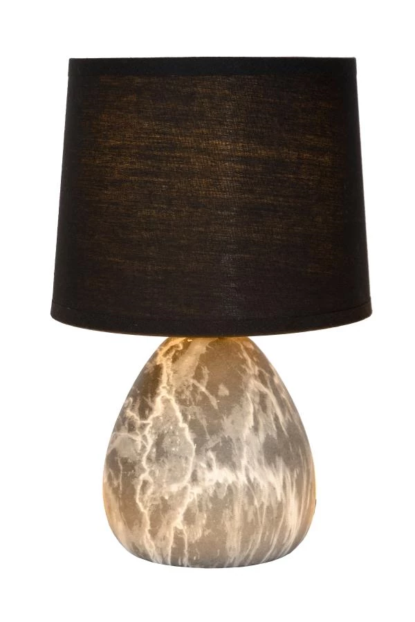 Lucide MARMO - Lampe de table - Ø 16 cm - 1xE14 - Noir - allumé