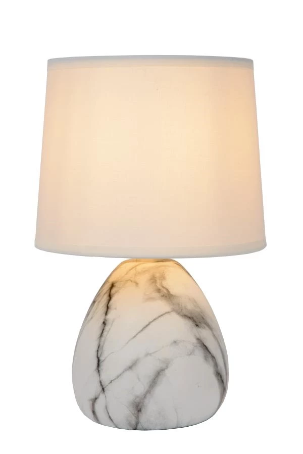 Lucide MARMO - Lampe de table - Ø 16 cm - 1xE14 - Blanc - allumé 1