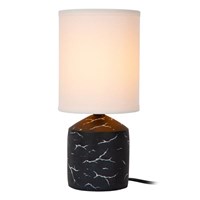 Lucide FRAN - Lámpara de mesa - Ø 13 cm - 1xE14 - Negro - Essential encendido