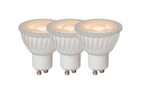 Lucide MR16 - Lámpara led - Ø 5 cm - LED Regul. - GU10 - 3x5W 3000K - Blanco - Set de 3 encendido 1