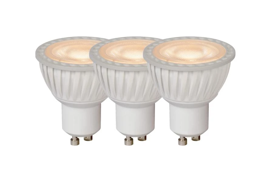 Lucide MR16 - Lámpara led - Ø 5 cm - LED Regul. - GU10 - 3x5W 3000K - Blanco - Set de 3 - encendido 1
