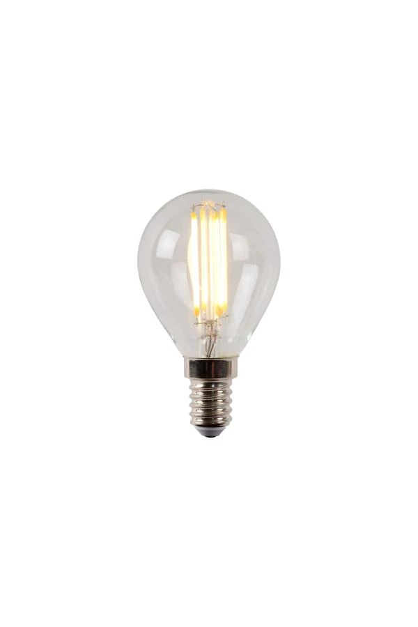 Lucide P45 - Glühfadenlampe - Ø 4,5 cm - LED Dim. - E14 - 1x4W 2700K - Transparent - eingeschaltet