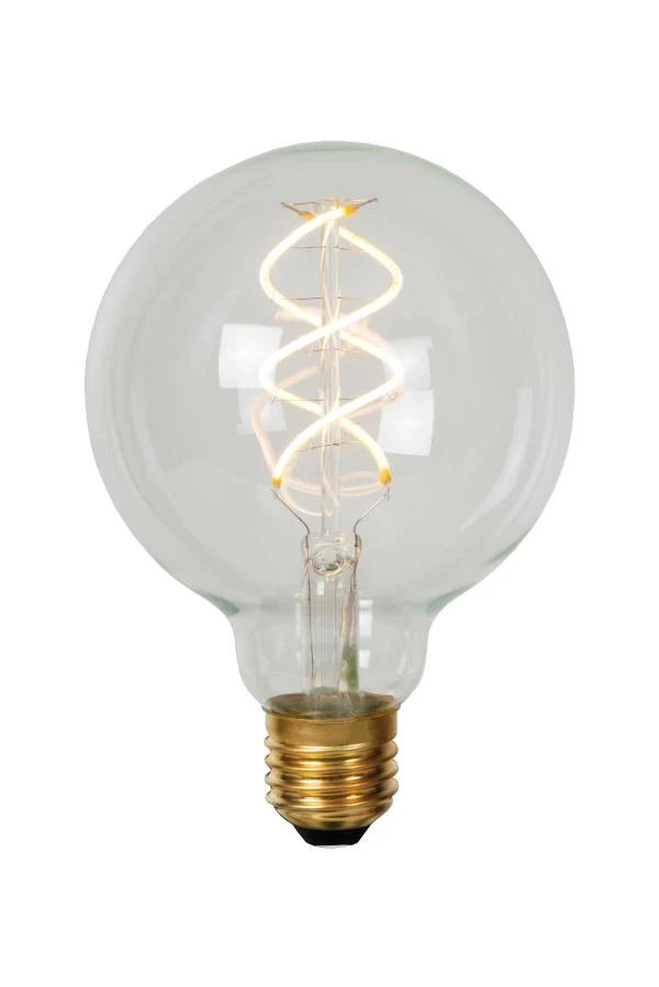 Lucide G95 - Glühfadenlampe - Ø 9,5 cm - LED Dim. - E27 - 1x4,9W 2700K - Transparent - eingeschaltet