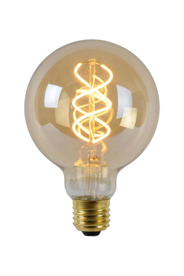 Lucide G95 - Filament lamp - Ø 9,5 cm - LED Dimb. - E27 - 1x4,9W 2200K - Amber - aangezet 2