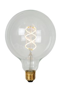 Lucide G125 - Glühfadenlampe - Ø 12,5 cm - LED Dim. - E27 - 1x4,9W 2700K - Transparent eingeschaltet