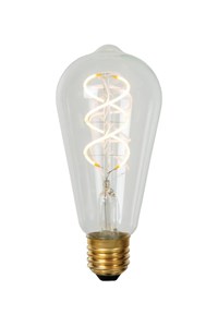 Lucide ST64 - Glühfadenlampe - Ø 6,4 cm - LED Dim. - E27 - 1x4,9W 2700K - Transparent eingeschaltet