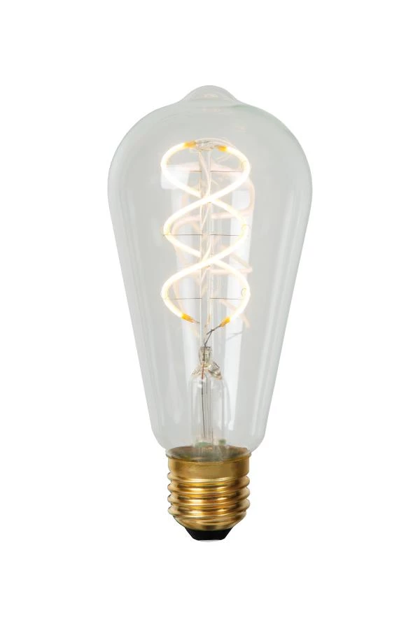 Lucide ST64 - Filament bulb - Ø 6,4 cm - LED Dim. - E27 - 1x4,9W 2700K - Transparant - turned on