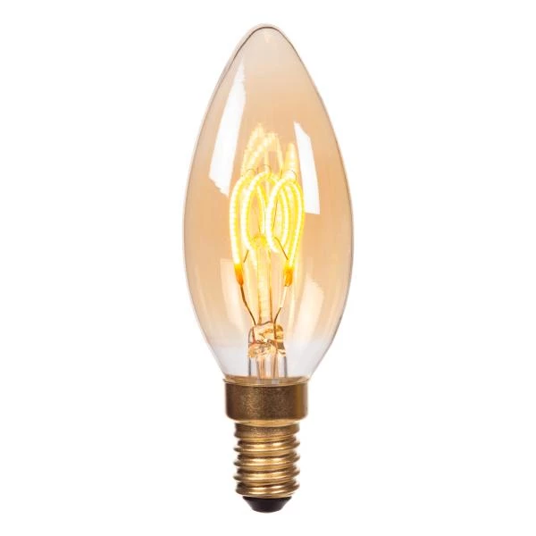 Lucide C35 - Filament bulb - Ø 3,5 cm - E14 - 1x3W 2200K - Amber - turned on 2
