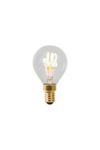 Lucide P45 - Glühfadenlampe - Ø 4,5 cm - LED Dim. - E14 - 1x3W 2700K - Transparent eingeschaltet