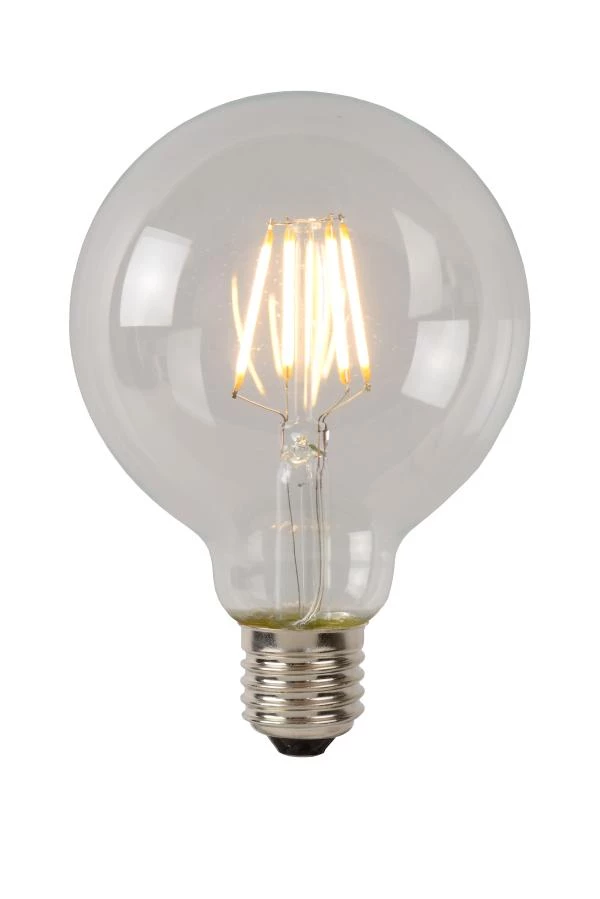 Lucide G80 Class A - Glühfadenlampe - Ø 8 cm - LED - E27 - 1x7W 2700K - Transparent - eingeschaltet