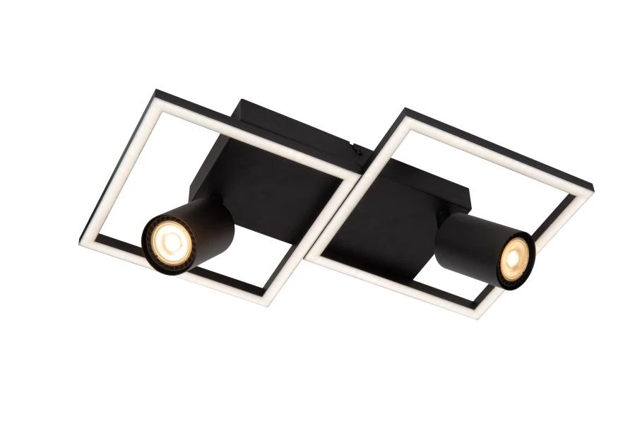Lucide ARIANNE - Flush ceiling light - LED - 2xGU10 - Black - turned on