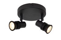 Lucide KIANTI - Deckenstrahler - Ø 15 cm - 2xGU10 - Schwarz eingeschaltet