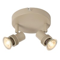 Lucide KIANTI - Deckenstrahler - Ø 15 cm - 2xGU10 - Taupe eingeschaltet 1