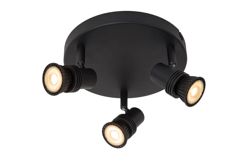 Lucide KIANTI - Ceiling spotlight - Ø 21 cm - 3xGU10 - Black - turned on