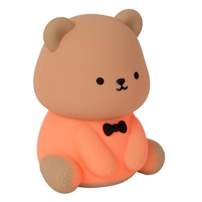 Lucide PINCHA BEAR - Lampe de table Rechargeable Chambres d'enfant - Batterie/Piles - LED 3 StepDim - 1x0,5W 2100K - Rvb - Brun | Essential