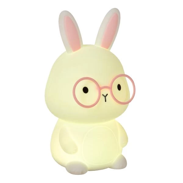 Lucide PINCHA RABBIT - Lampe de table Rechargeable Chambres d'enfant - Batterie/Piles - LED 3 StepDim - Rvb - Blanc | Essential - allumé 6