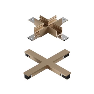 Lucide Premium LINIAL connecteur en X  - Système de rail monophasé / Éclairage sur rail -Champagne