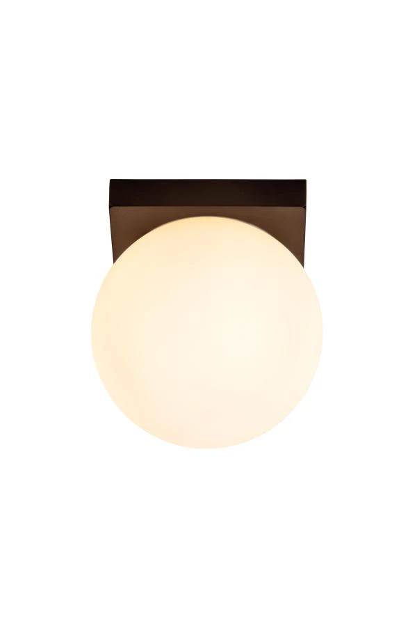 Lucide TASSA - Deckenleuchte Badezimmer - Ø 13,5 cm - LED Dim to warm - 1x12W 1800K/3000K - IP40 - Schwarz - eingeschaltet