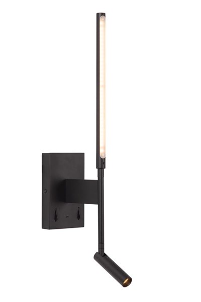 Lucide FINAN - Wandleuchte - LED - 2700K - Mit USB-Ladepunkt - Schwarz